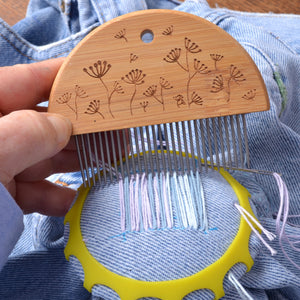 Weaving Loom Weft Comb shown with Stitch Dome