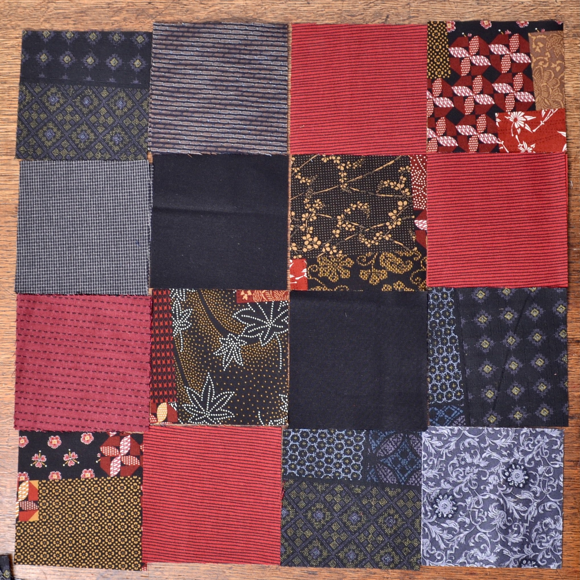 Black & Red Cut Fabric Pack 60 pieces or 8 fabrics