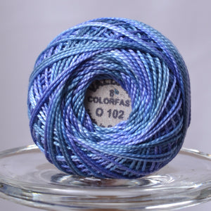 Valdani Variegated Hand Dyed Perle Cotton Thread, Indigo Painting