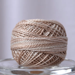 Valdani Variegated Hand Dyed Perle Cotton Thread, Aged White Light