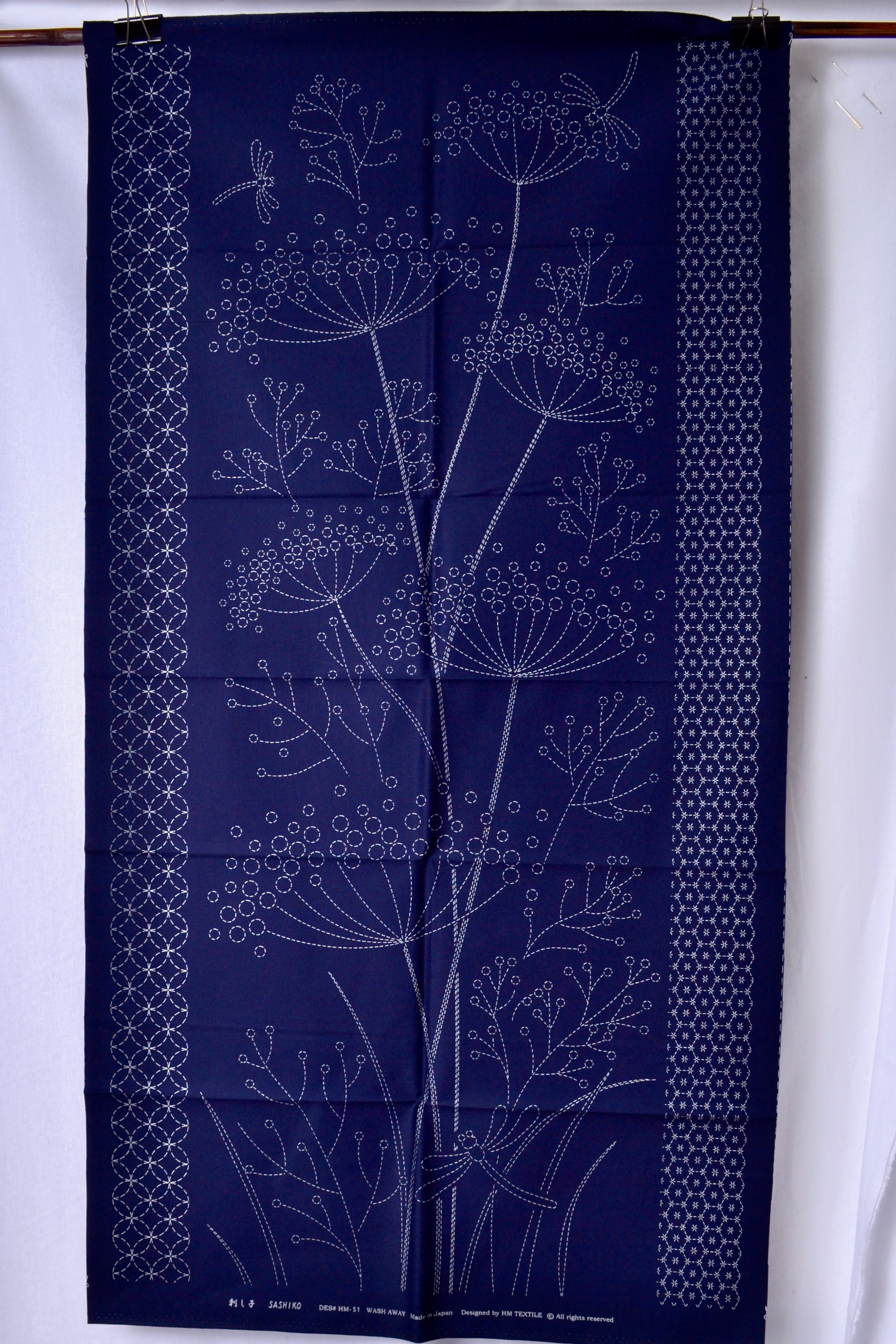 Sashiko Panel, Dragonflies and Fennel