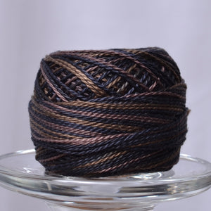 Valdani Variegated Hand Dyed Perle Cotton Thread, Black Nut