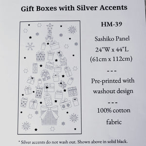 Gift Boxes with Silver Accents sashiko panel