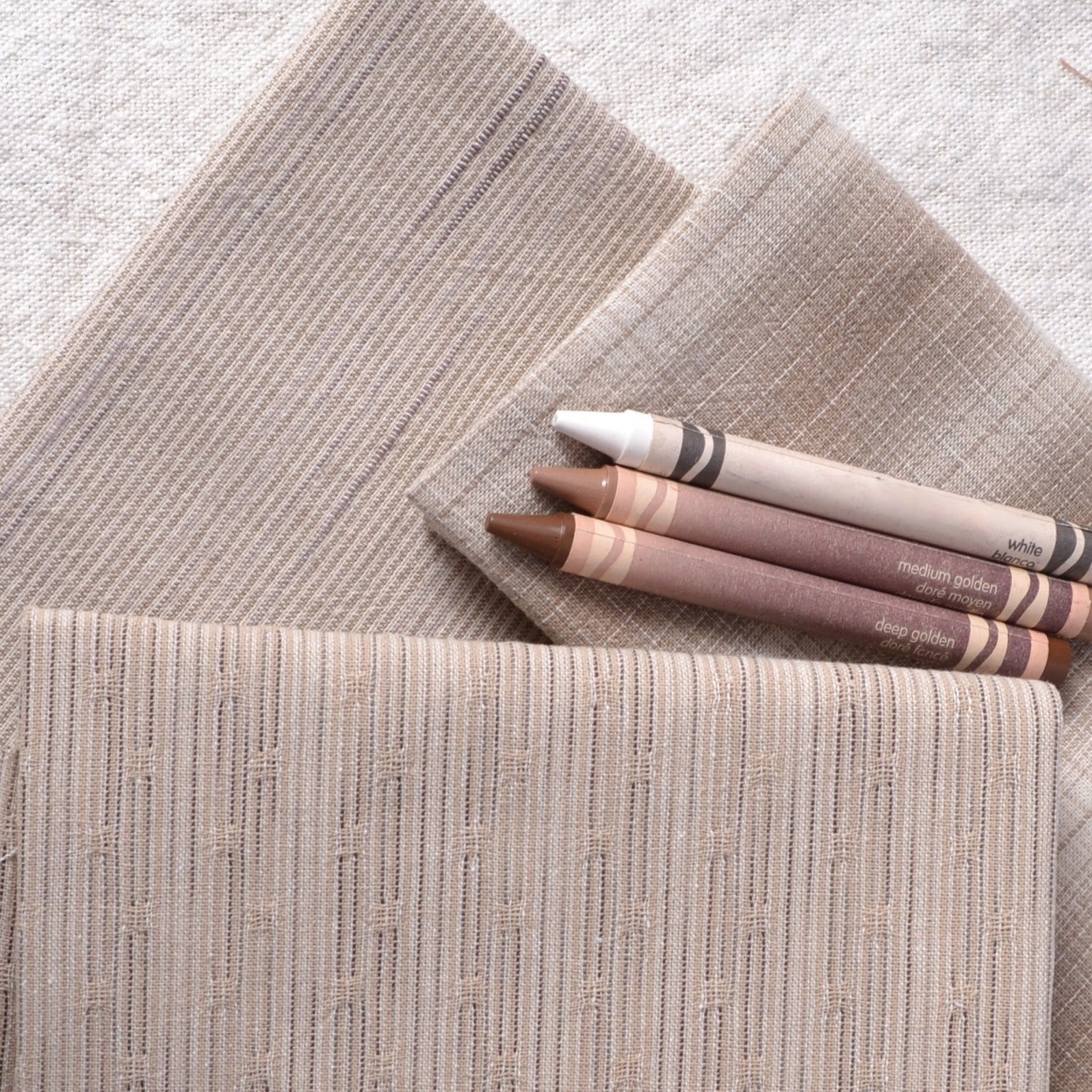 Dyed Yarn Cotton Fabric Bundle of 3, Light Brown Taupes