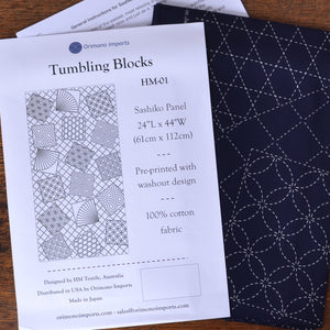 Tumbling Blocks ready to stitch sashiko panel