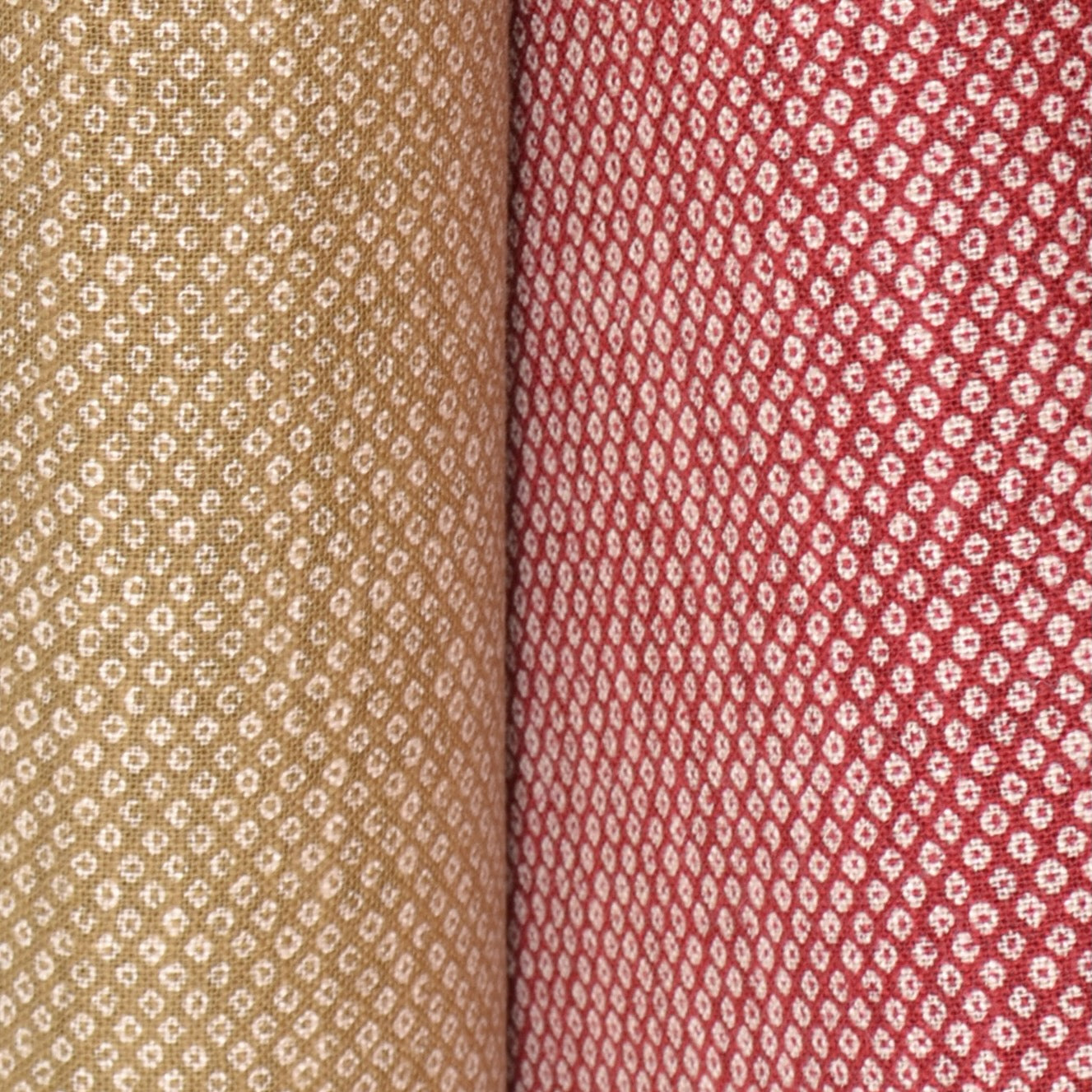 Yellow and red Traditional Japanese Wagara Fabric,  Kanoko Shibori Pattern