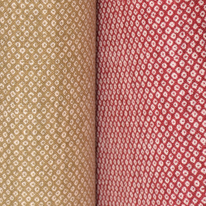 Yellow and red Traditional Japanese Wagara Fabric,  Kanoko Shibori Pattern