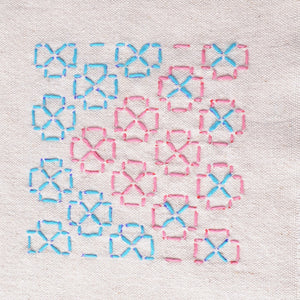 sashiko stitched design in two colours