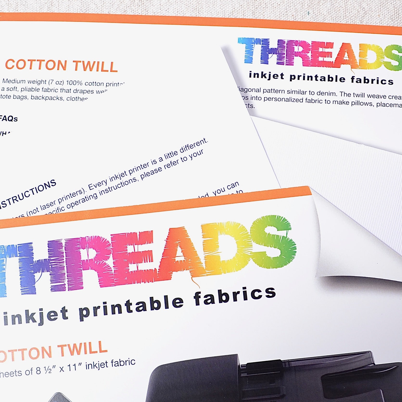 Threads Inkjet Printable Fabrics Cotton Poplin 8 1/2in X 11in 