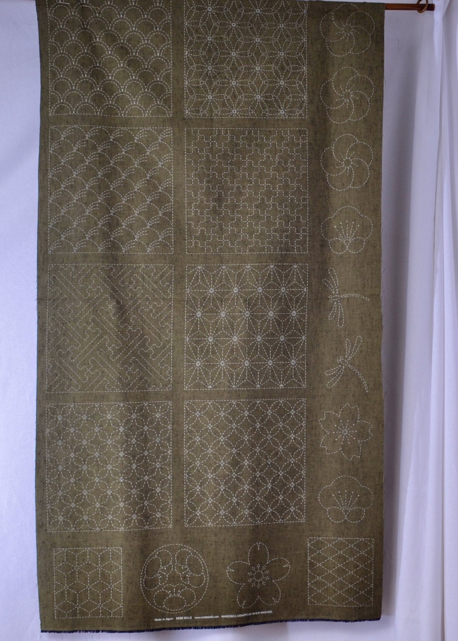 Sashiko Traditional Panel #1, BBSP1-2505 Green