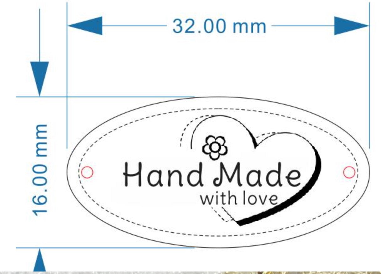 Sew-in labels, Oval "Hand Made with Love"