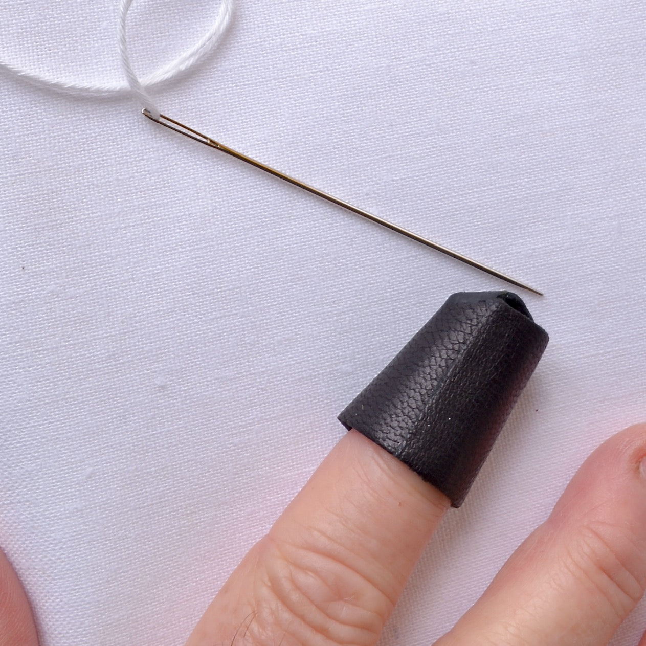 Soft Leather Thimble - A Threaded Needle
