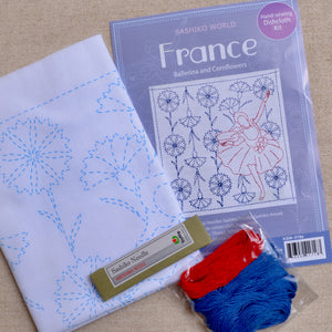 French Ballerina and Cornflowers sashiko kit